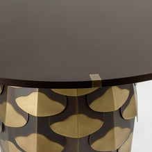 gueridon table laiton patine marbre noyer maison pouenat thomas boog