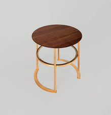 gueridon octant acier cuivre noyer verre maison pouenat borella art design