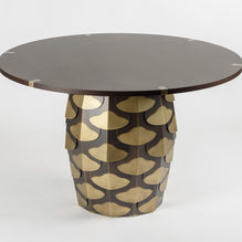 gueridon table laiton patine marbre noyer maison pouenat thomas boog
