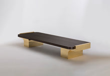 table basse sensible laiton patine astique poli epicea eucalyptus maison pouenat stephane parmentier